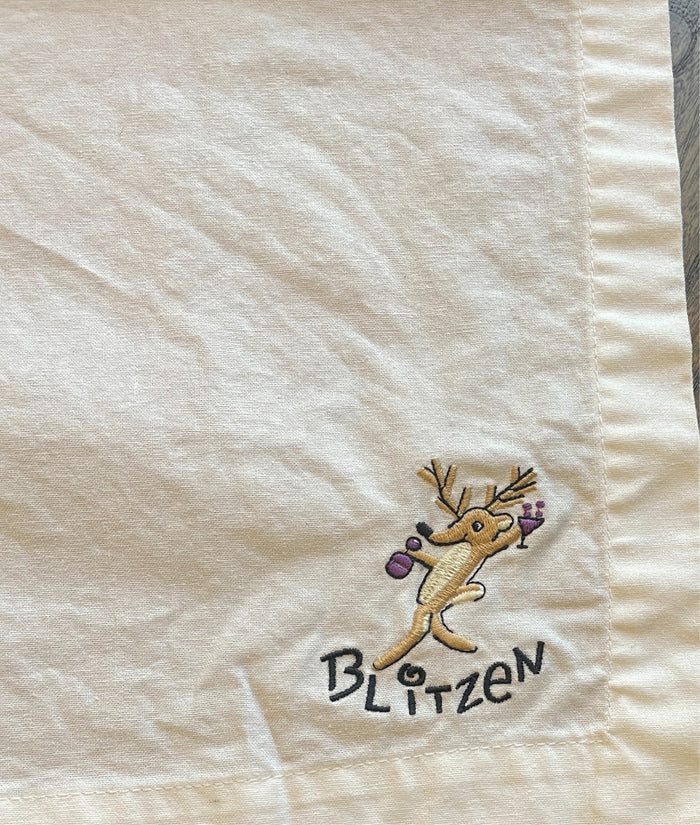 Pottery Barn Reindeer Blitzen Embroidered Cloth Napkin 20 x 201