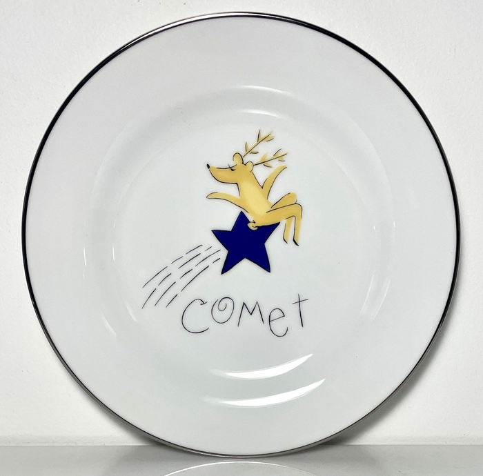 Pottery Barn Reindeer Comet Salad Plate 8 1/2"0