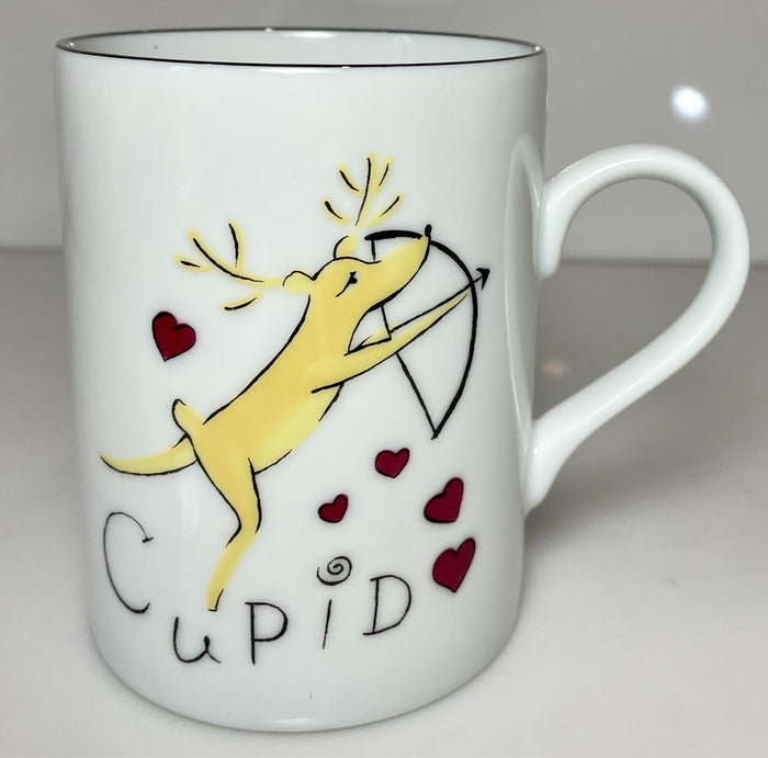 Pottery Barn Reindeer Cupid Mug 4"0