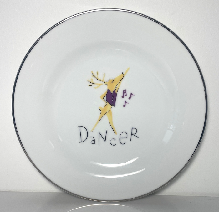 Pottery Barn Reindeer Dancer Salad Plate 8 1/2" Trim Wear0