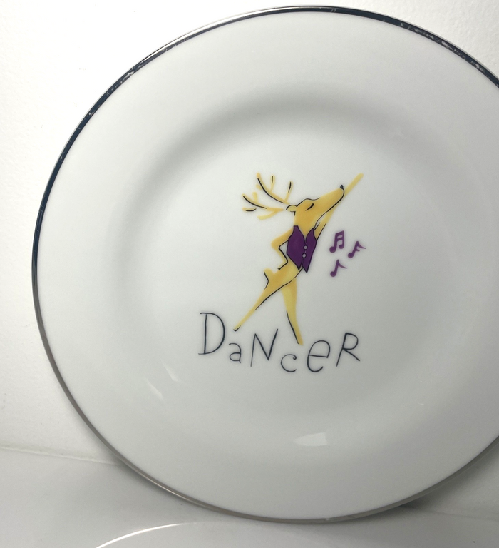 Pottery Barn Reindeer Dancer Salad Plate 8 1/2" Trim Wear1