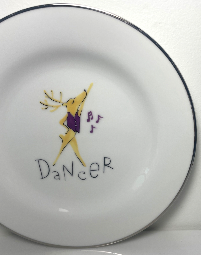 Pottery Barn Reindeer Dancer Salad Plate 8 1/2" Trim Wear2