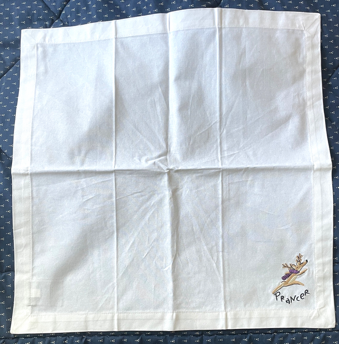 Pottery Barn Reindeer Prancer Embroidered Cloth Napkin 20 x 200