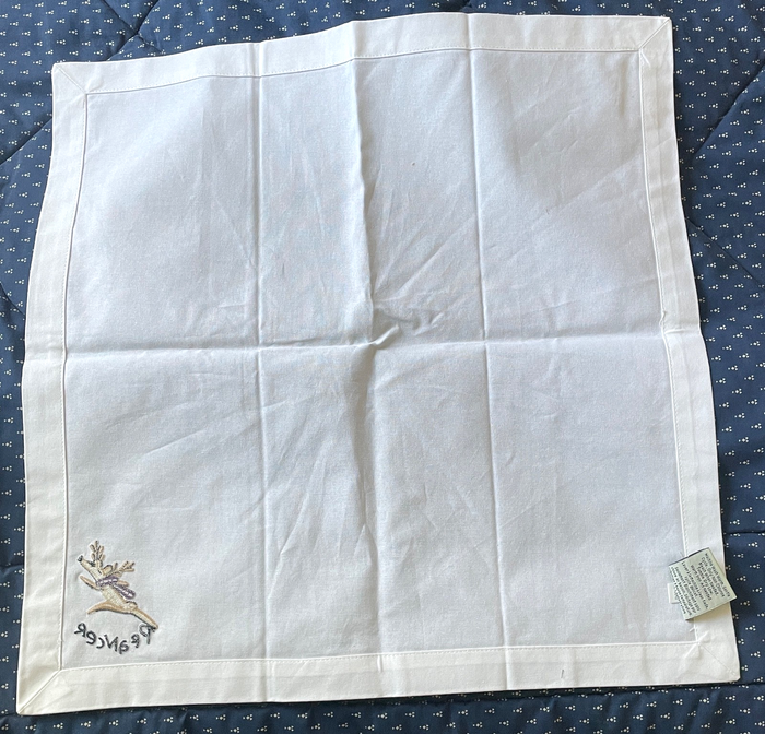 Pottery Barn Reindeer Prancer Embroidered Cloth Napkin 20 x 201