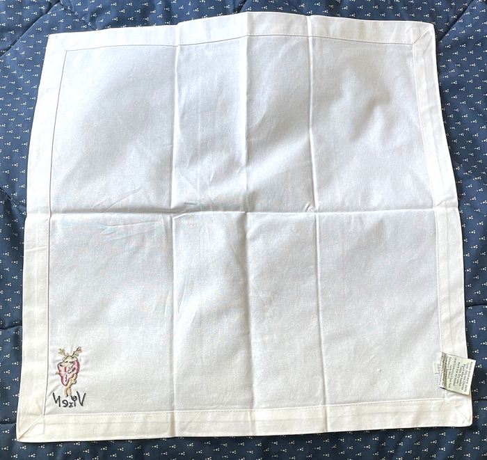 Pottery Barn Reindeer Vixen Embroidered Cloth Napkin 20 x 201