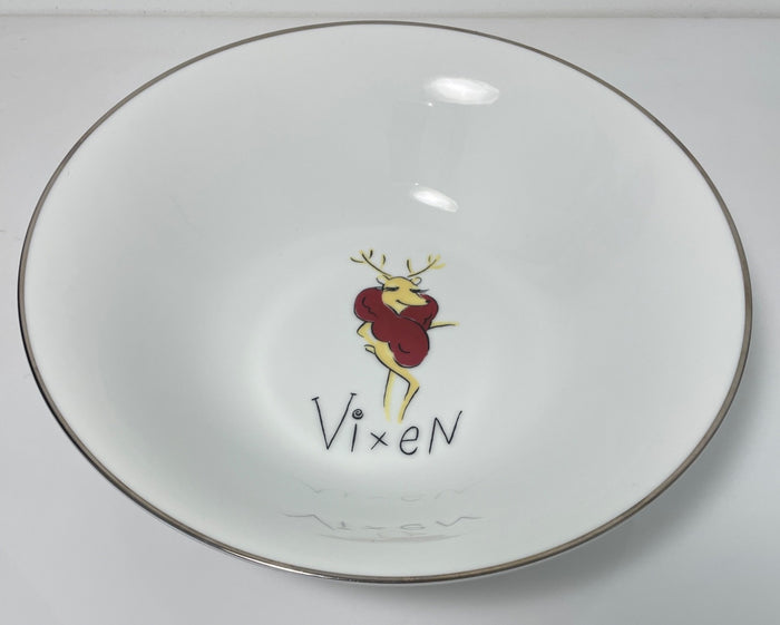 Pottery Barn Reindeer Vixen Large Salad Serving Bowl 10 1/2"0