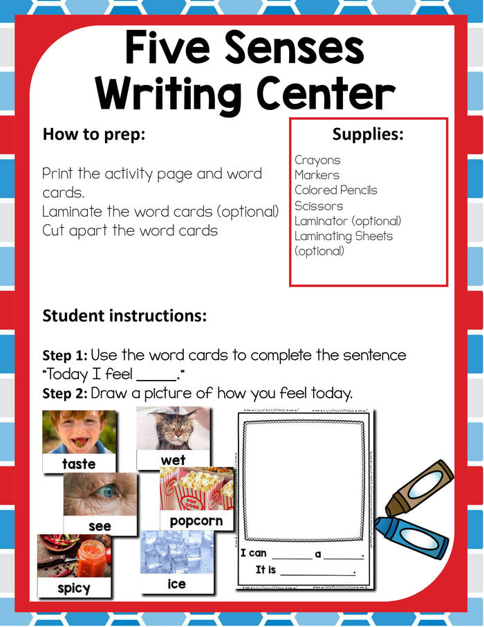 Preschool 5 Senses Theme Pack