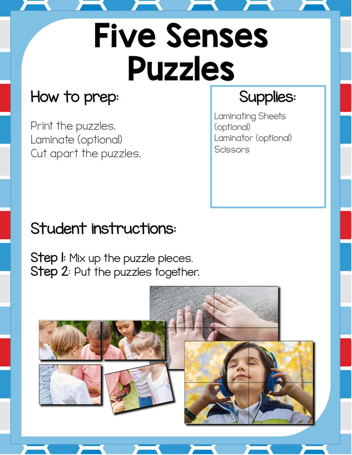 Preschool 5 Senses Theme Pack