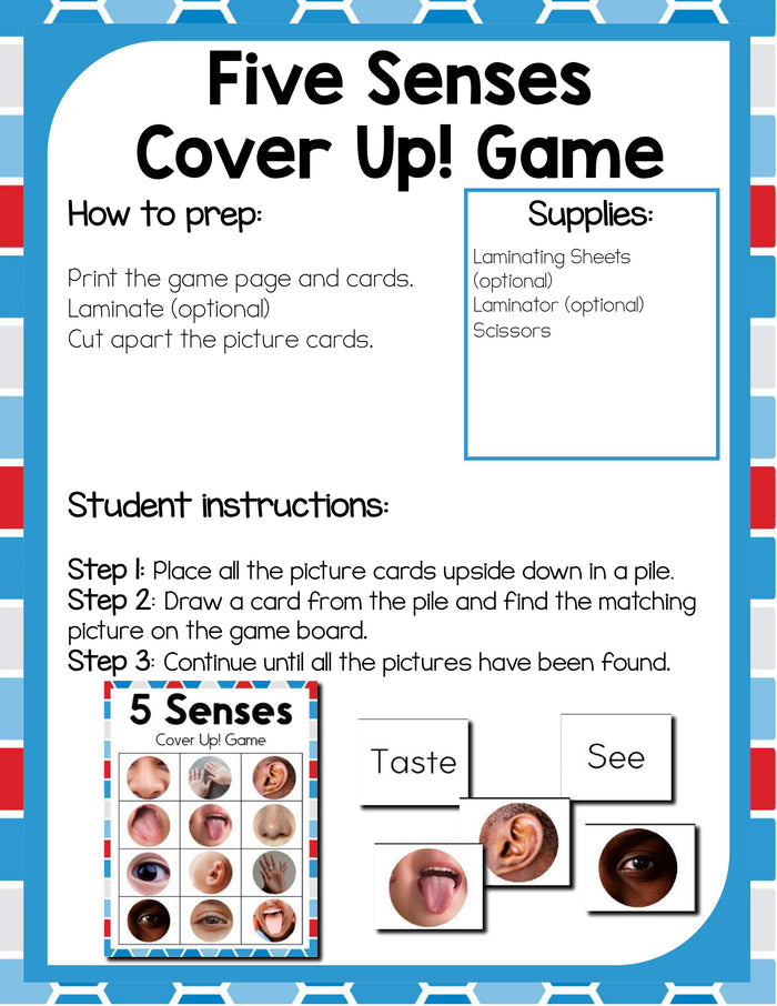 Preschool 5 Senses Theme Pack