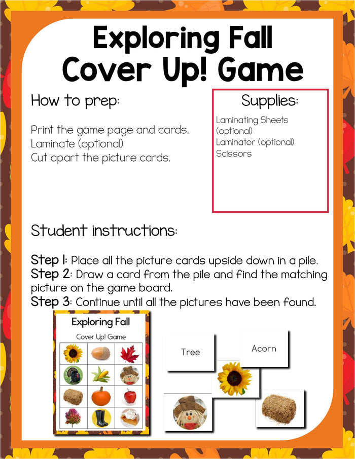 Preschool Fall Theme Pack