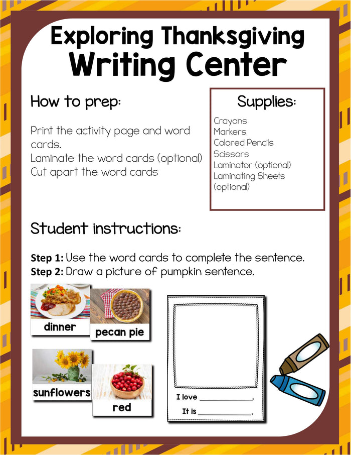 Preschool Thanksgiving Theme Pack