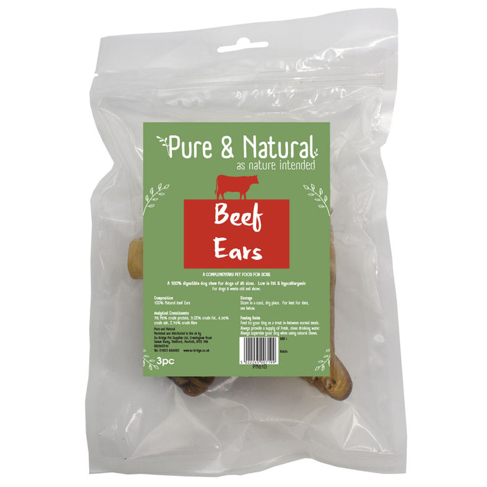 Pure & Natural Beef Ears - 3pk