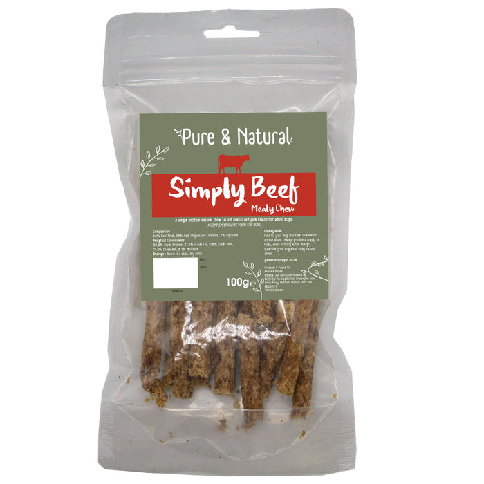 Pure & Natural Simply Beef Meaty Strips 100g