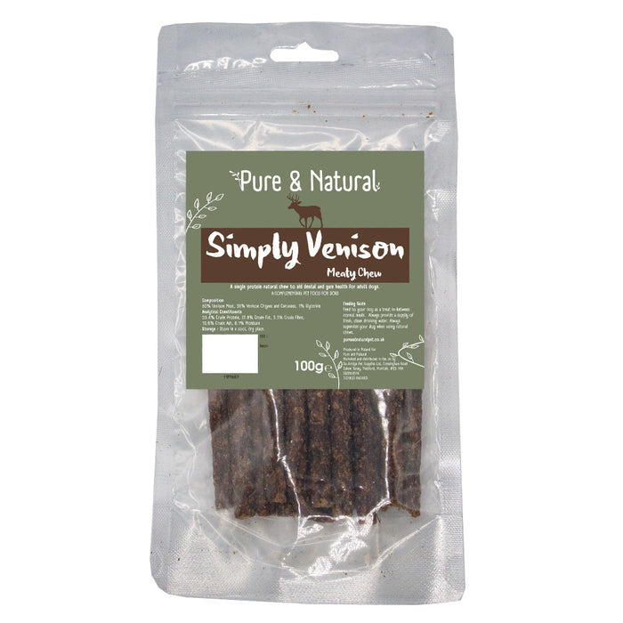Pure & Natural Simply Venison Meaty Sticks 100g