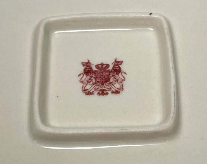 Red Transferware Square Vegetable Bowl Reproduction 8 1/2"3