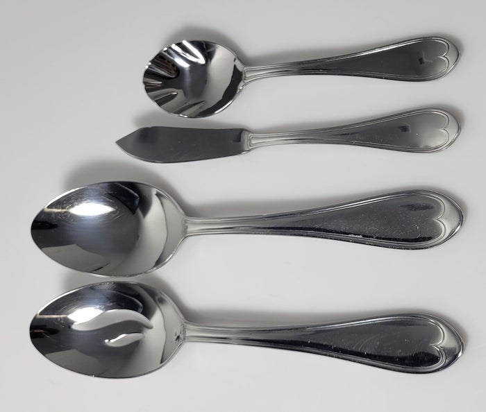 Reed & Barton Oval Thread Glossy 4 Piece Serving Set Stainless0