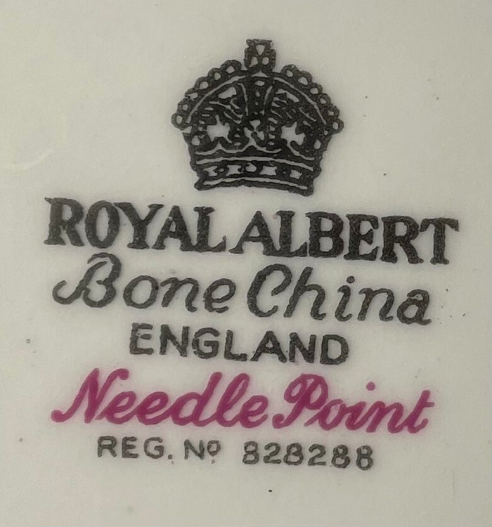 Royal Albert Needle Point Round Covered Butter Dish1