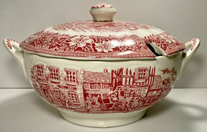 Royal Tudor Coaching Taverns Pink Tureen and Lid Crazed0