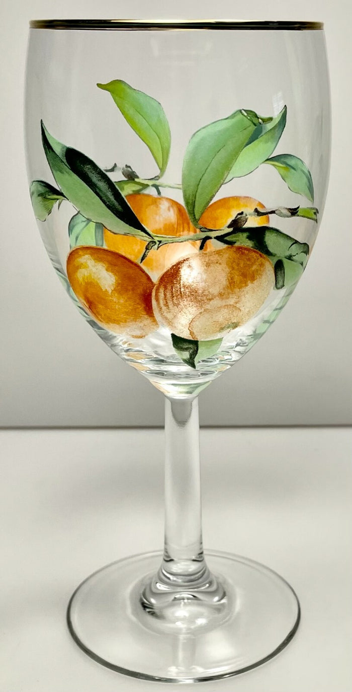 Royal Worcester Evesham Gold Wine Glass 8 Ounce 7 1/8" Orange1