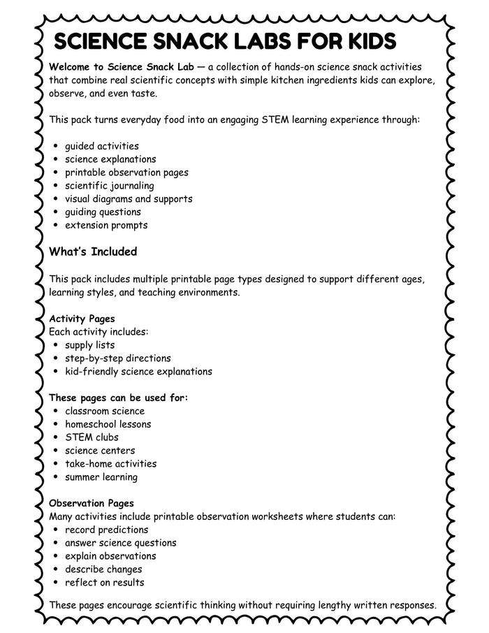 Science Snack Labs for Kids