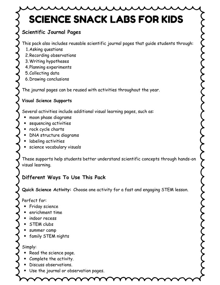 Science Snack Labs for Kids