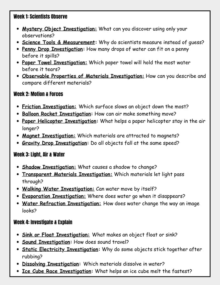 September Science Activities
