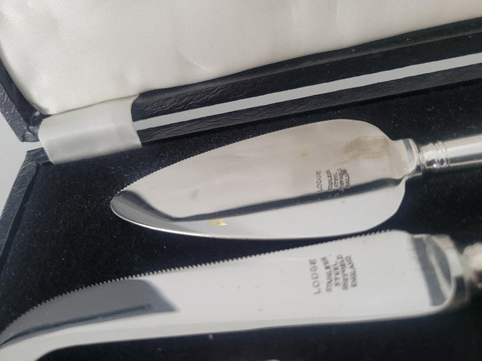 Sheffield England Lodge Bonwit Teller Store Cheese Set 3 Pieces Stainless3