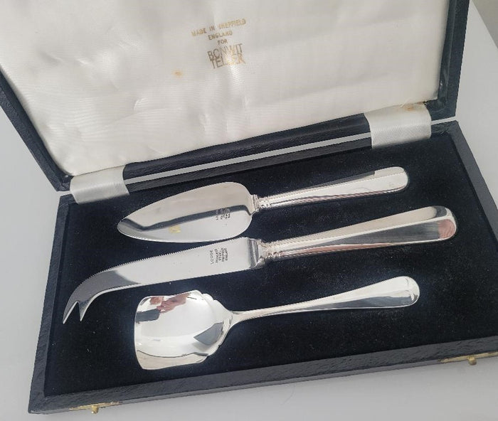 Sheffield England Lodge Bonwit Teller Store Cheese Set 3 Pieces Stainless4