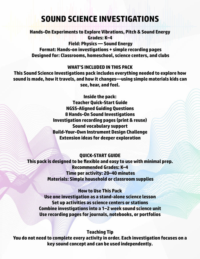 Sound Science Experiments for Kids – Hands-On Physics Unit (K–4 NGSS STEM Activities)