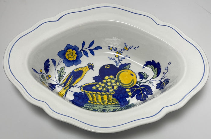 Spode Blue Bird Oval Vegetable Bowl 10 1/2"0