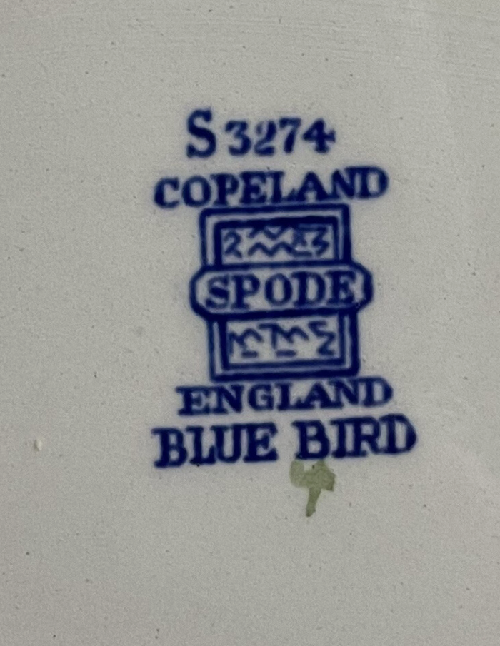 Spode Blue Bird Oval Vegetable Bowl 10 1/2"3
