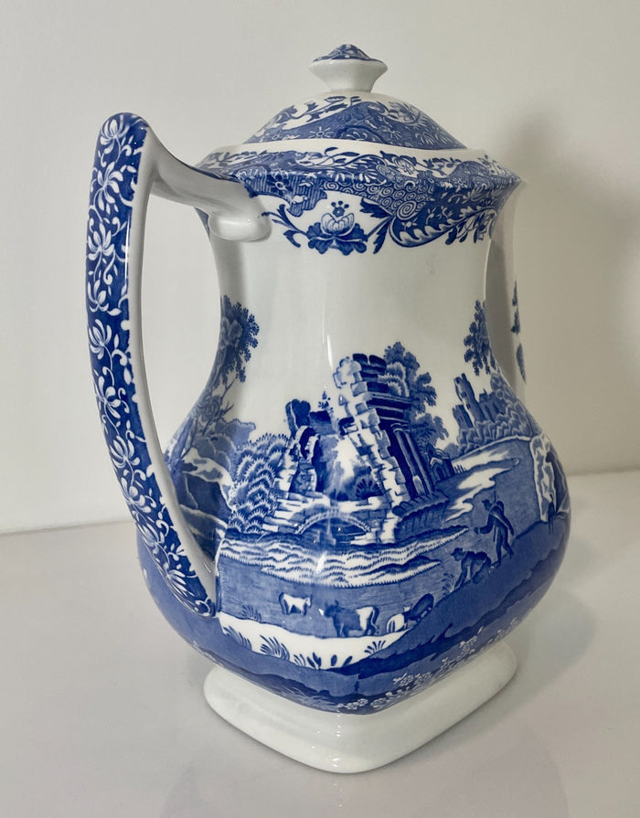 Spode Blue Italian Coffee Pot and Lid 9" 5 Cup1