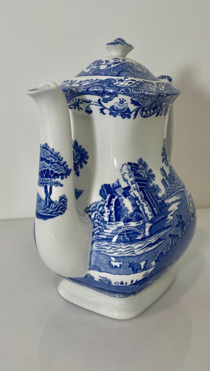 Spode Blue Italian Coffee Pot and Lid 9" 5 Cup3