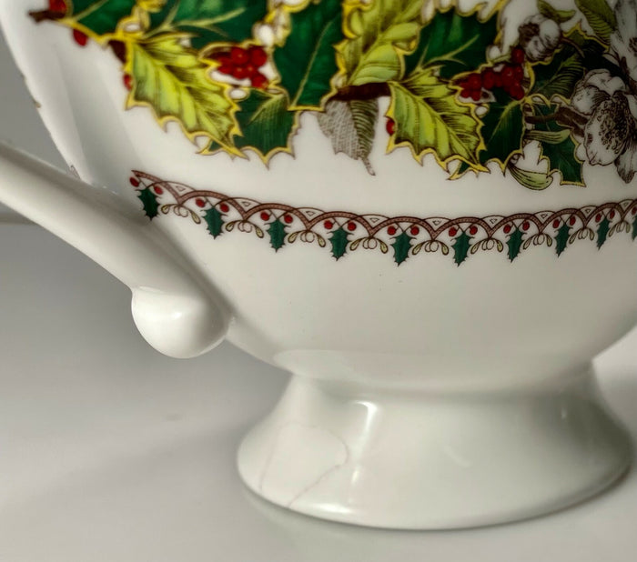 Spode Christmas Rose Gravy Boat Repaired1