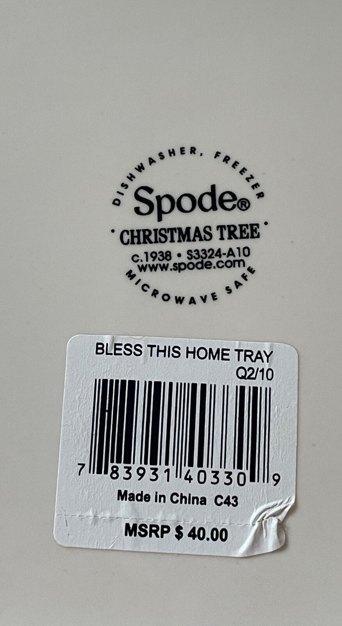 Spode Christmas Tree Bless this Home Tray 11 1/4"1