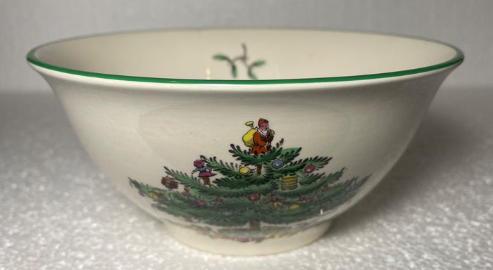 Spode Christmas Tree Nut Bowl 5 1/2" Green Trim0