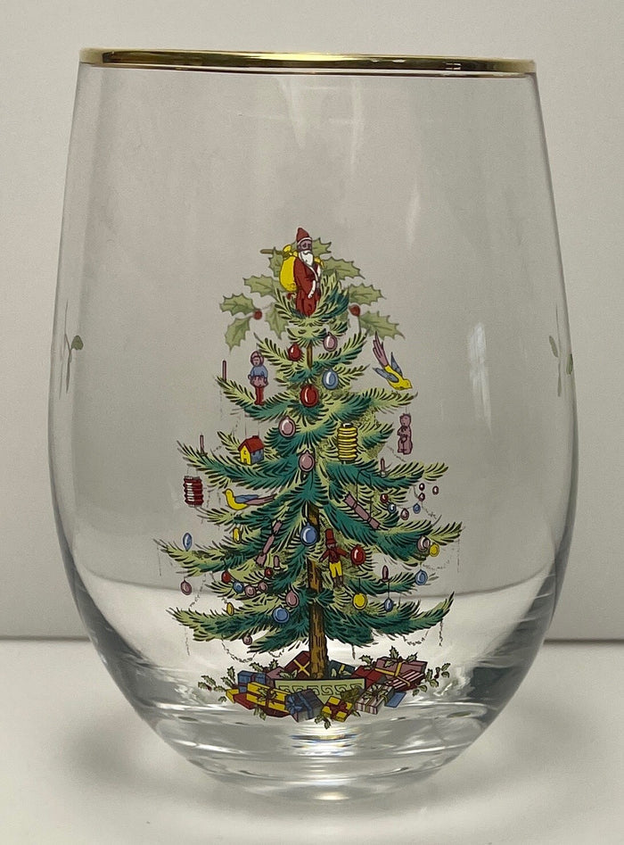 Spode Christmas Tree Stemless Wine 4 5/8"0