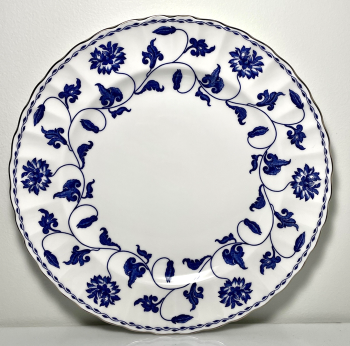 Spode Colonel Blue Dinner Plate 10 7/8" Platinum Trim0