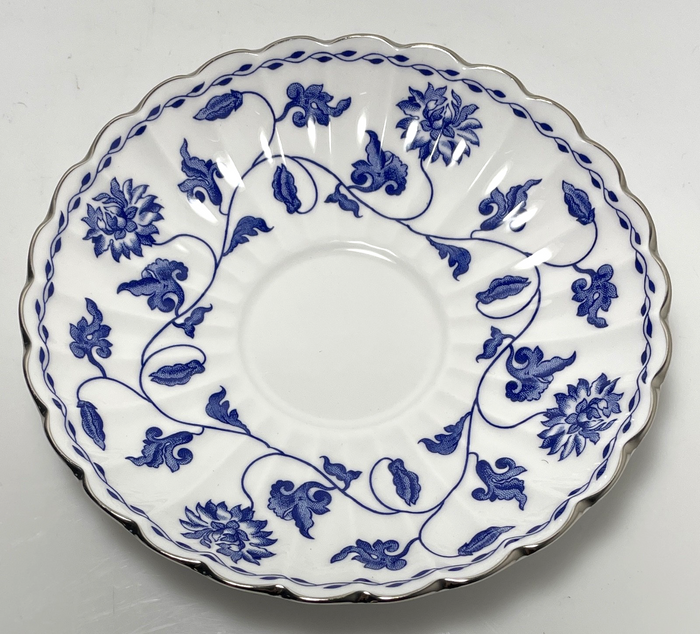 Spode Colonel Blue Saucer 5 1/2" Platinum Trim0
