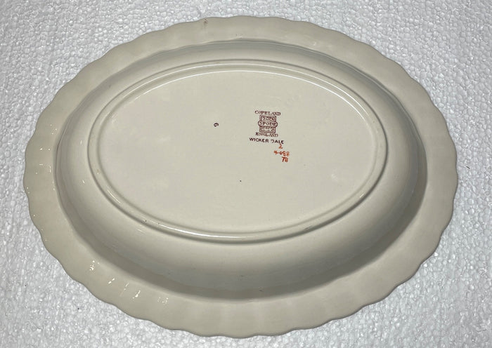 Spode Wicker Dale Oval Vegetable Bowl 10 1/8" Crazed1