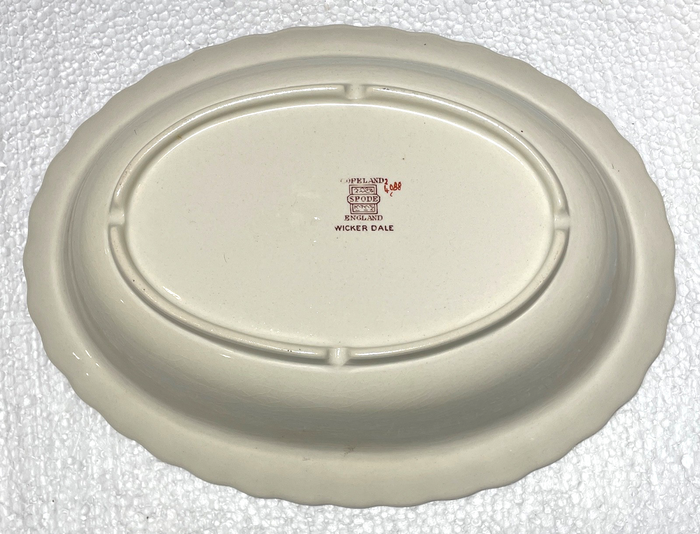 Spode Wicker Dale Oval Vegetable Bowl 11 3/4" Crazed1