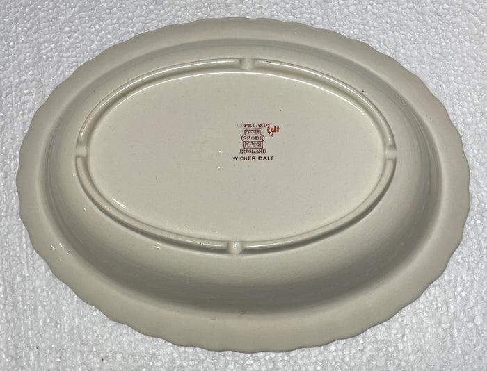 Spode Wicker Dale Oval Vegetable Bowl 9 3/8" Crazed1