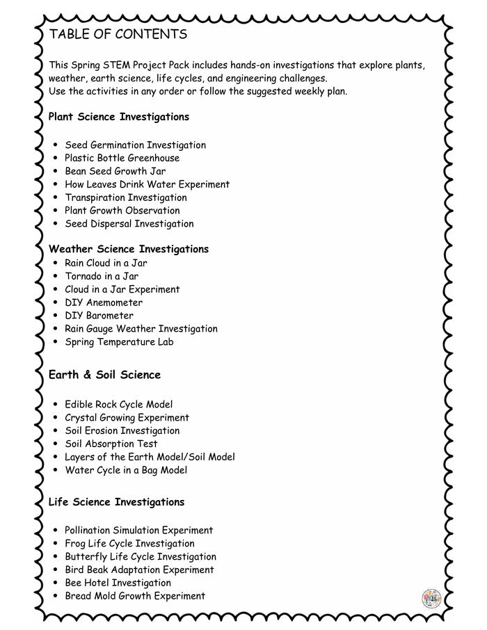 Spring STEM Project Pack
