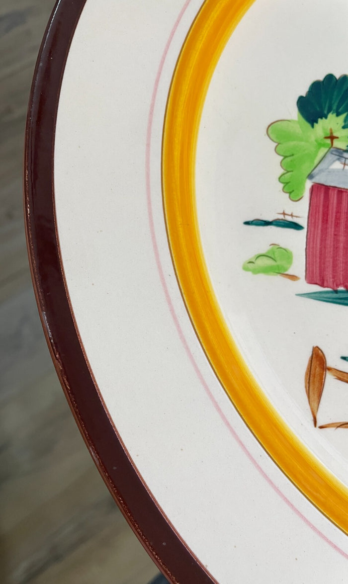 Stangl Country Life Barn and Farm Large Chop Plate Round Platter 14 1/4"1