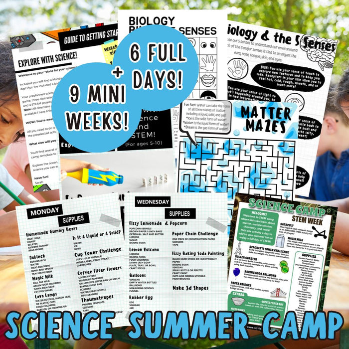 Summer Science Camp Activities Pack with Experiments, STEM Challenges & Mini Camp Weeks