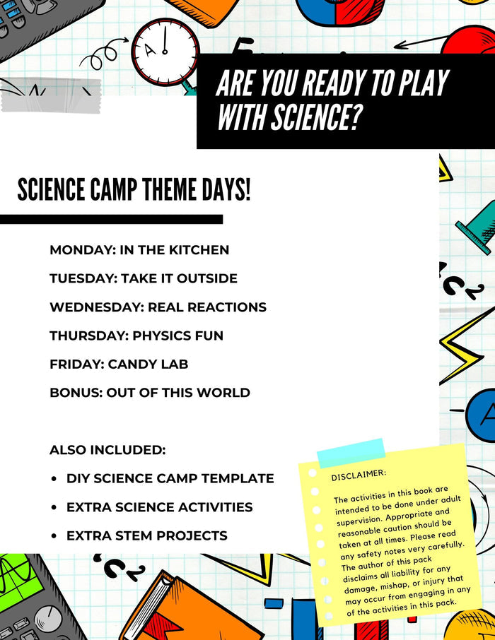 Summer Science Camp Activities Pack with Experiments, STEM Challenges & Mini Camp Weeks