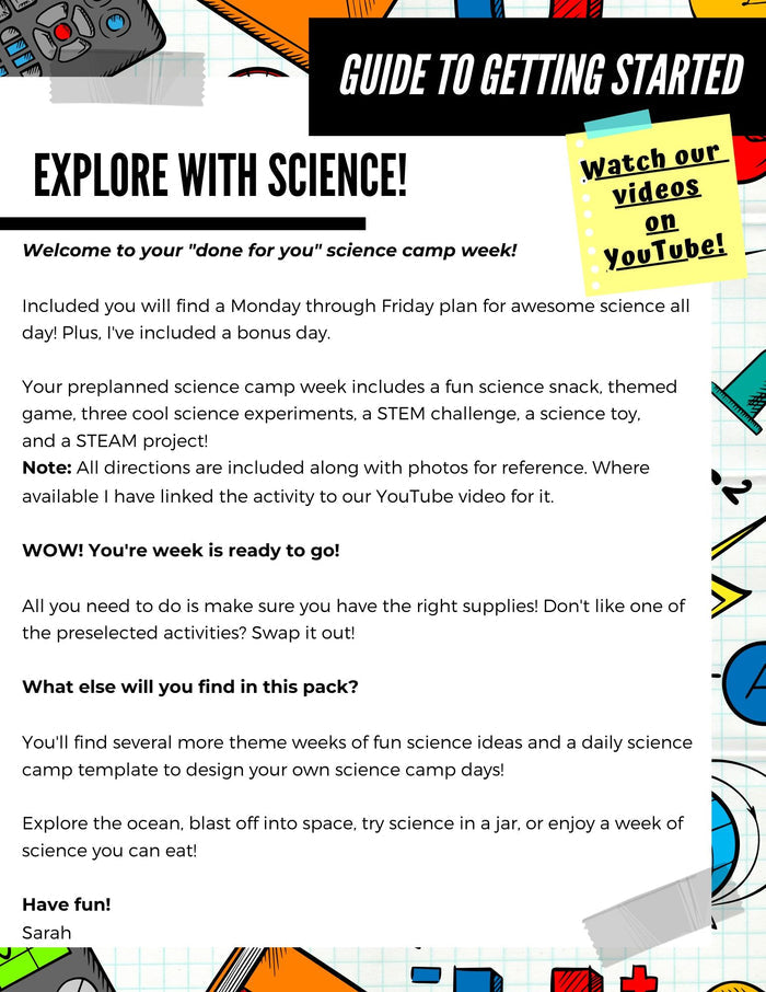 Summer Science Camp Activities Pack with Experiments, STEM Challenges & Mini Camp Weeks