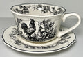 Tabletops Unlimited New England Toile Gamebirds Cup and Saucer Set Rooster0
