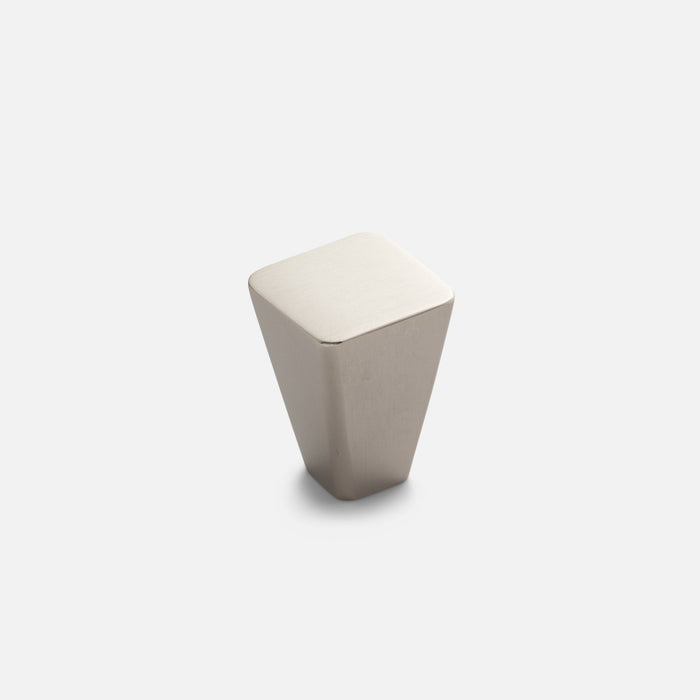 Angled view of Truss Knob showcasing its tapered, faceted design on a light gray background