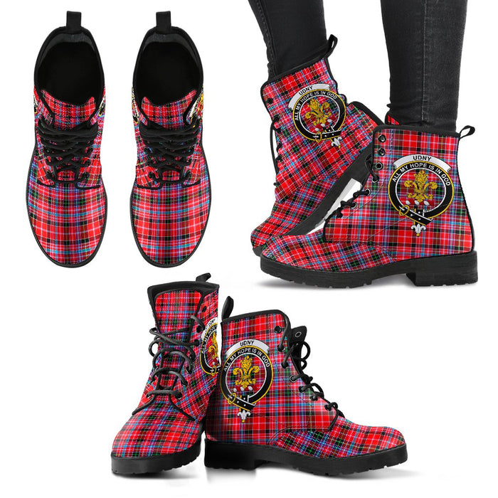 Udny Tartan Clan Badge Leather Boots
